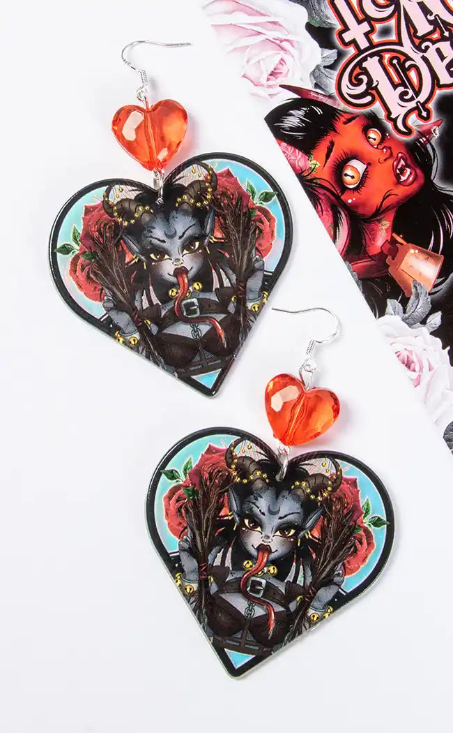 Krampus Holographic Earrings-Rose Demon-Tragic Beautiful