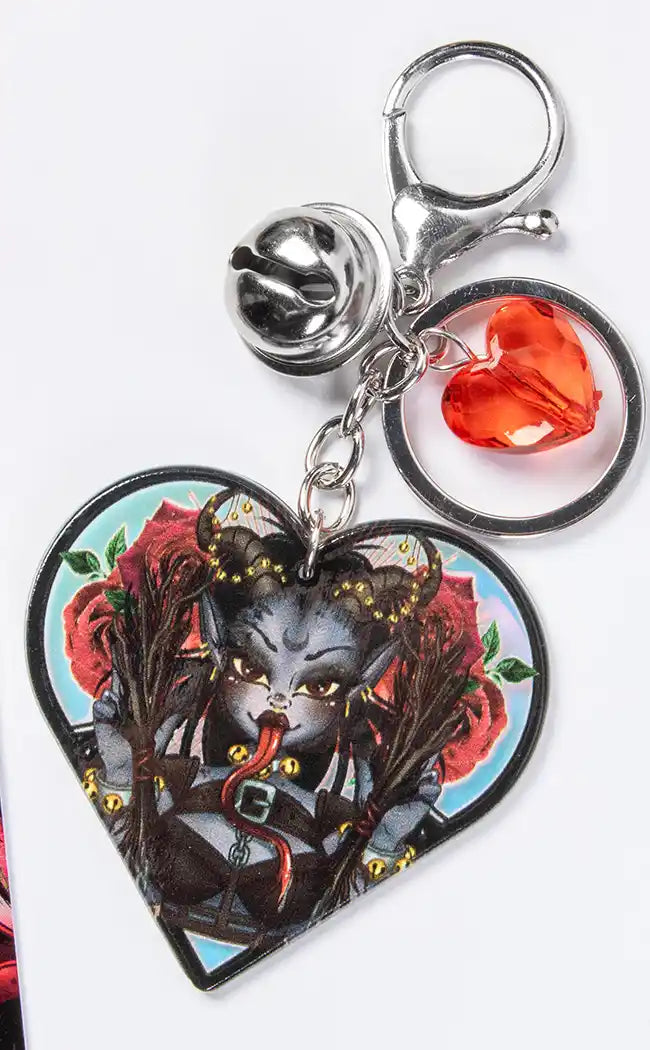 Krampus Holographic Keychain-Rose Demon-Tragic Beautiful