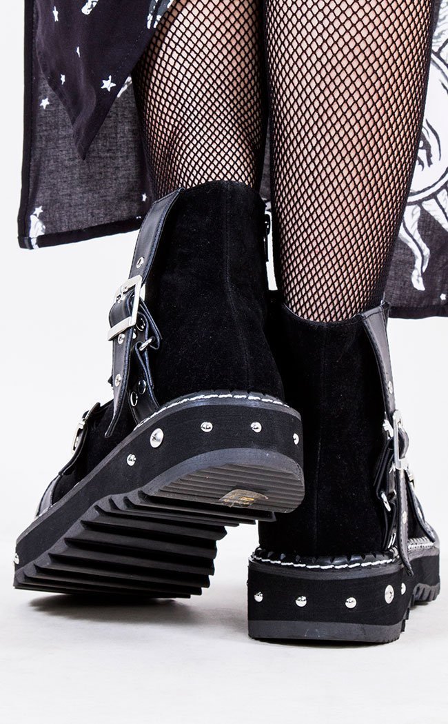 Lilith-278 Black Vegan Leather/Suede Boots-Demonia-Tragic Beautiful