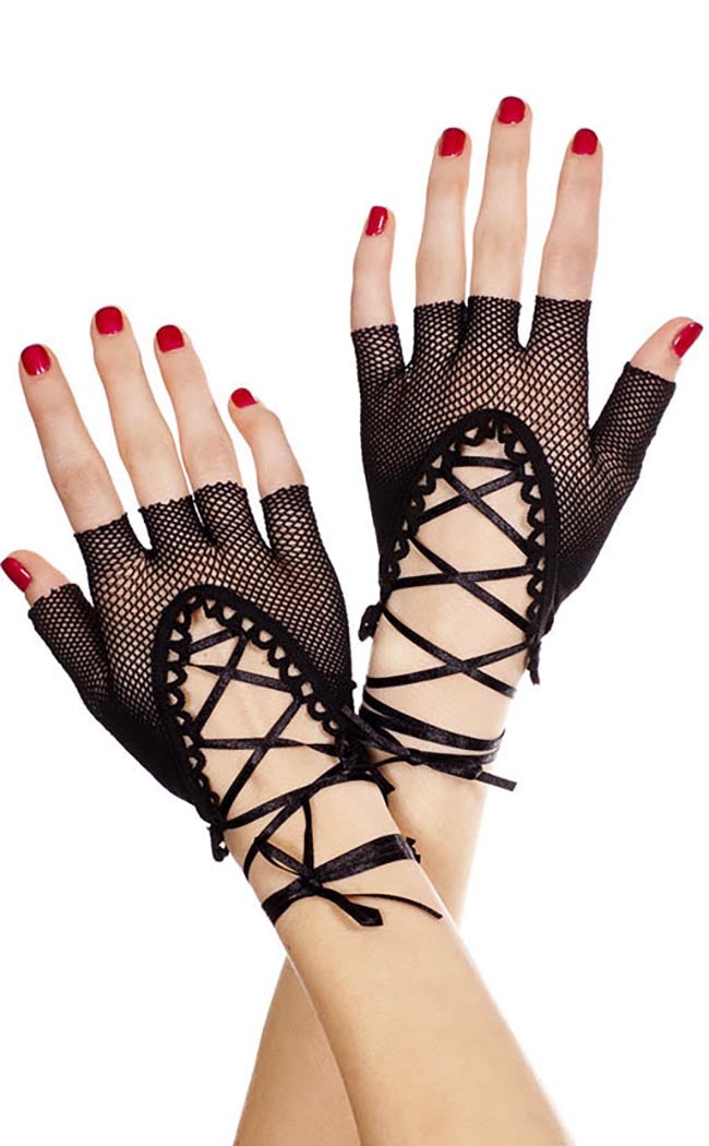 Lace Up Fishnet Gloves  Shop Gothic Accessories - Tragic Beautiful