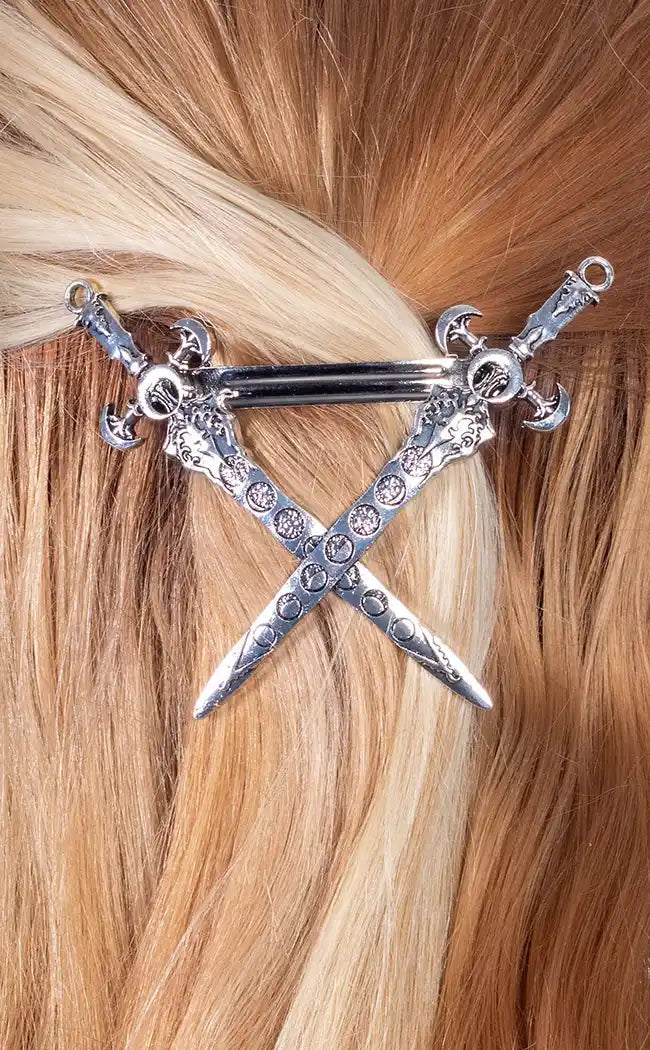 Lunar Goddess Swords Hair Clip-Gothic Jewellery-Tragic Beautiful