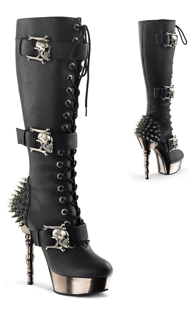 MUERTO-2028 Black & Pewter Boots-Demonia-Tragic Beautiful