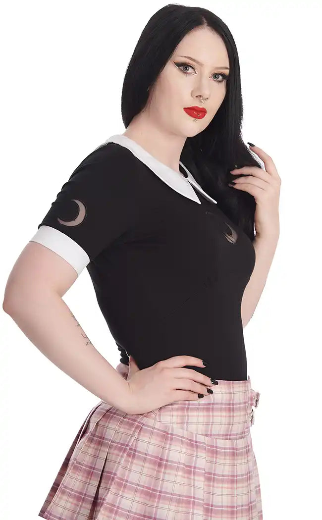 Moon Dreaming Collared Top-Banned Apparel-Tragic Beautiful