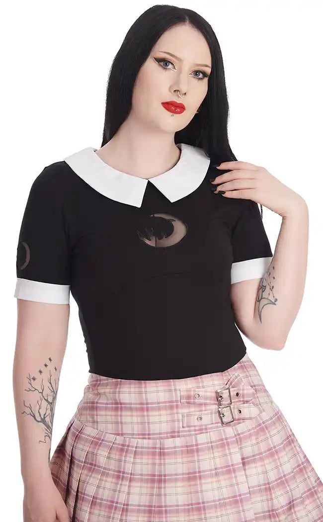 Moon Dreaming Collared Top-Banned Apparel-Tragic Beautiful