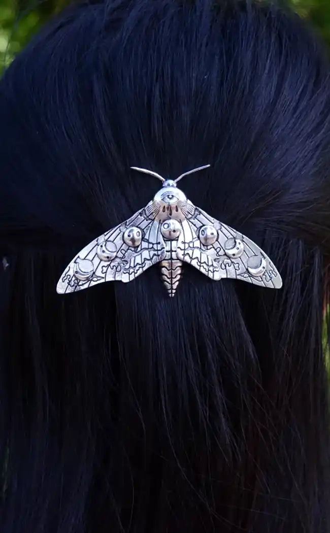 Moon Phase Moth Hair Clip-Gothic Jewellery-Tragic Beautiful