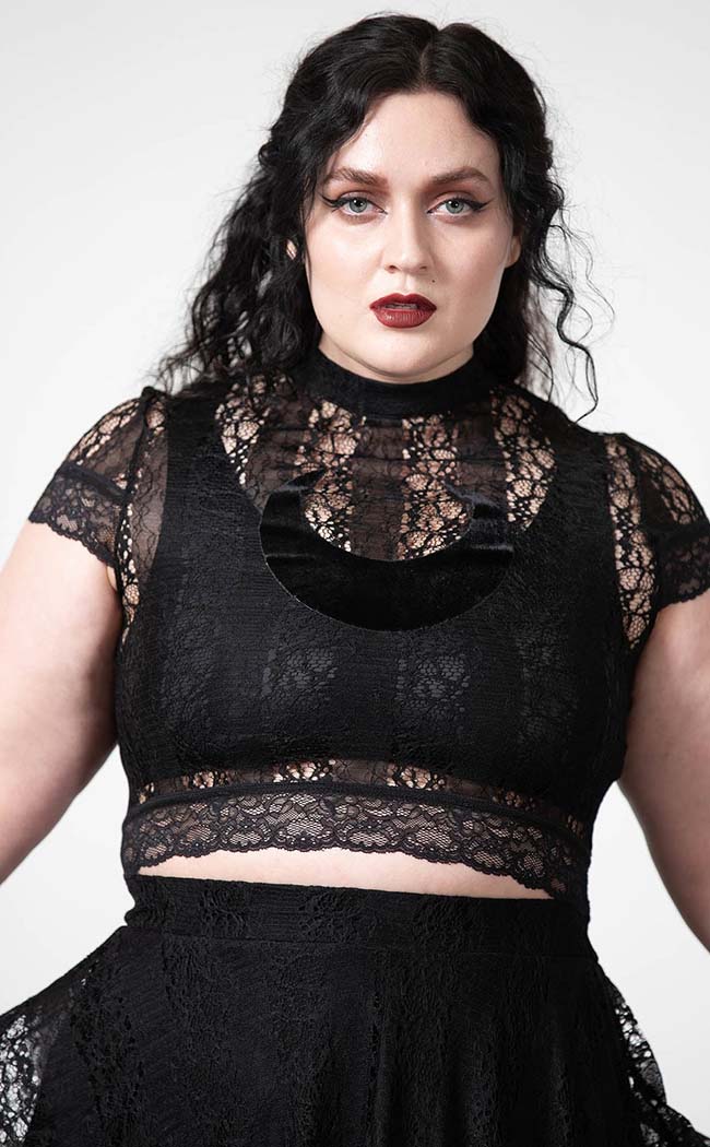 Moon Rays Lace Crop Top-Killstar-Tragic Beautiful