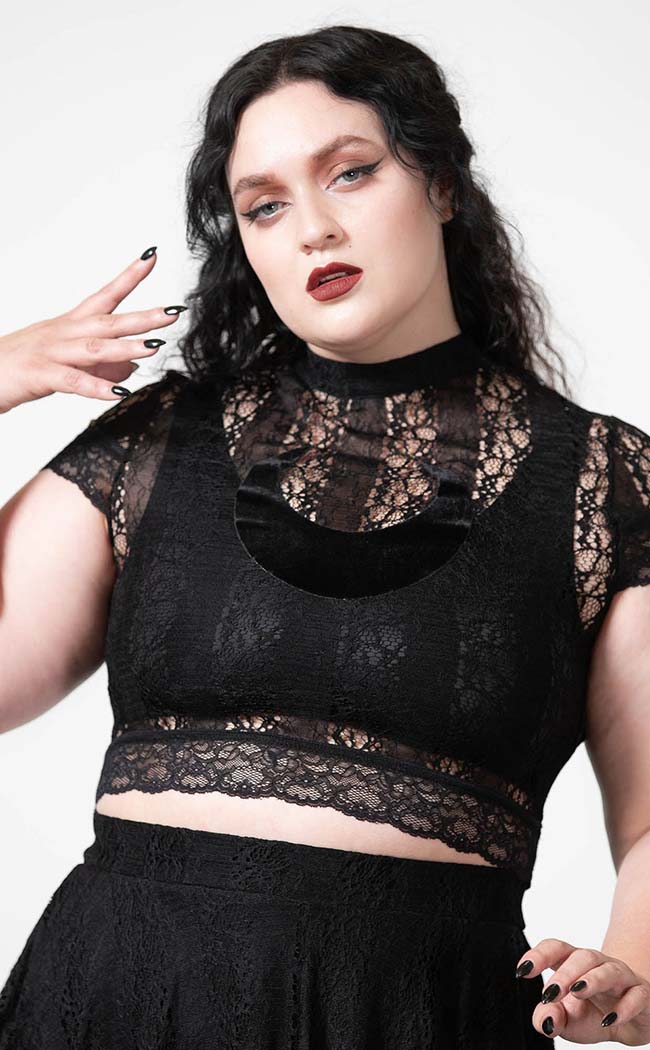 Moon Rays Lace Crop Top-Killstar-Tragic Beautiful