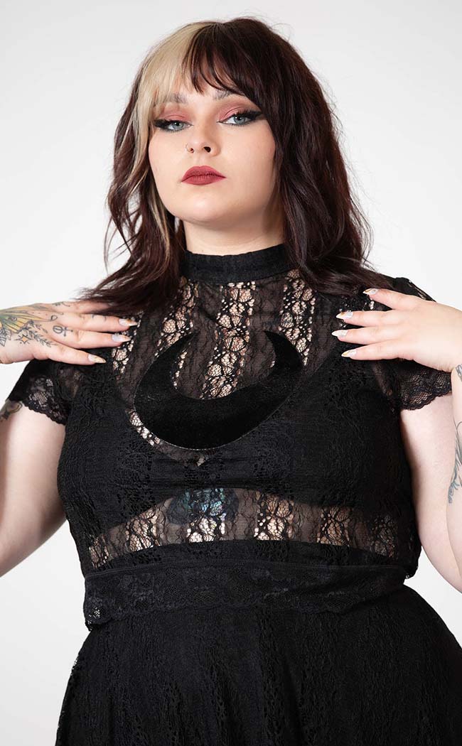 Moon Rays Lace Crop Top Killstar Australia Plus-Size Goth Clothing