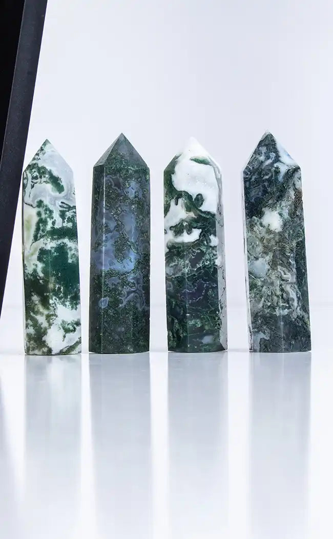 Moss Agate Tower Points-Crystals-Tragic Beautiful