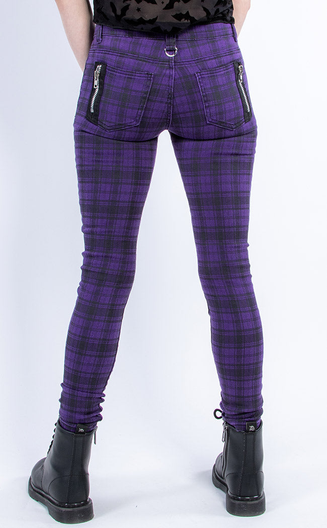 Move On Up Tartan Jeans | Purple-Banned Apparel-Tragic Beautiful