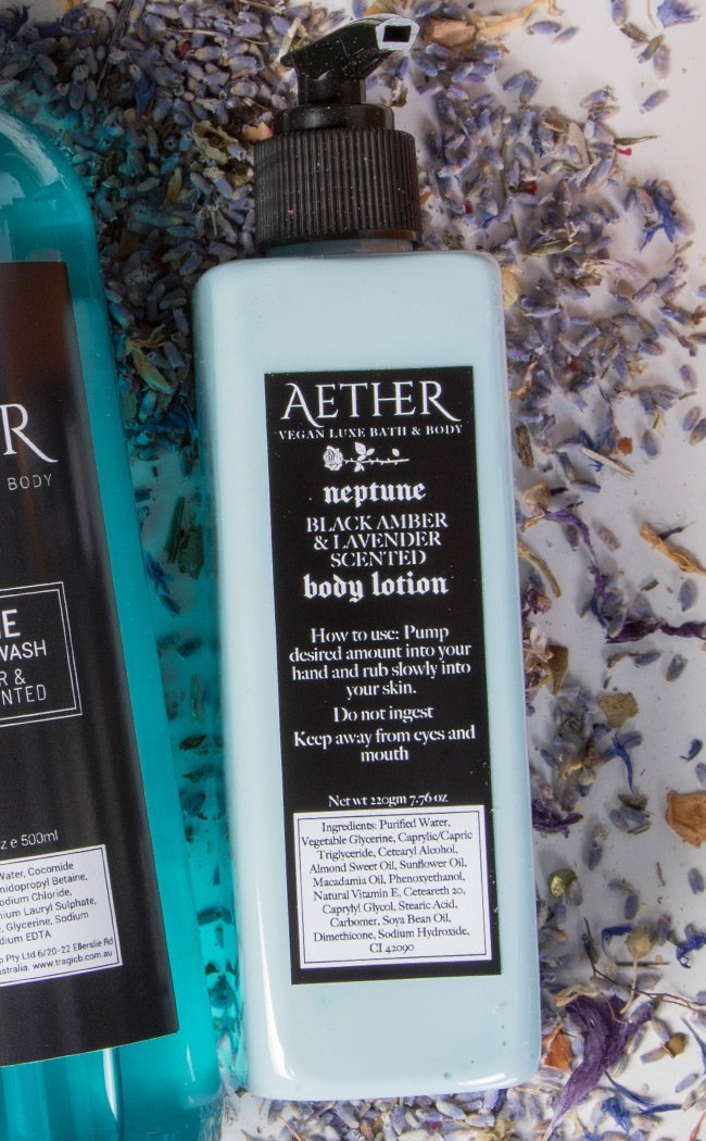 Neptune Black Amber & Lavender Scented Navy Blue Lotion-Aether-Tragic Beautiful