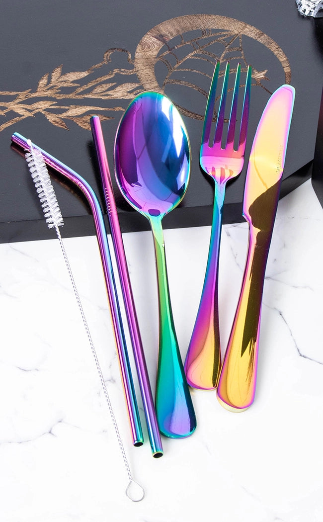 Oil Slick Rainbow Cutlery Travel Set