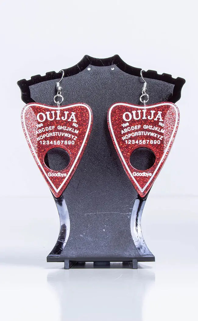 Ouija Planchette Earrings | Redrum Sparkle-Drop Dead Gorgeous-Tragic Beautiful