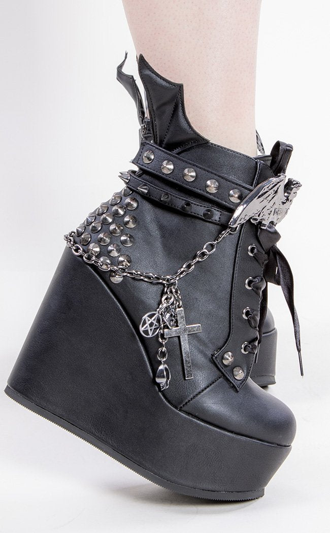 POISON-107 Black Vampire Wedge Boots-Demonia-Tragic Beautiful