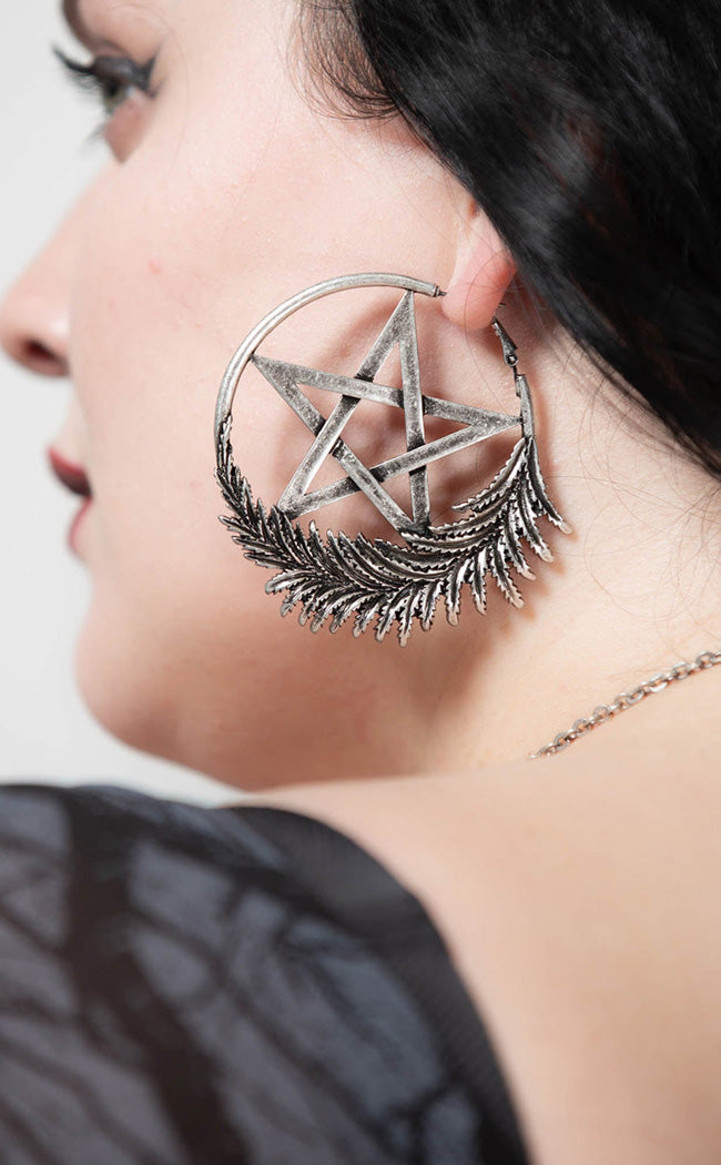 Penta Faune Hoop Earrings-Killstar-Tragic Beautiful