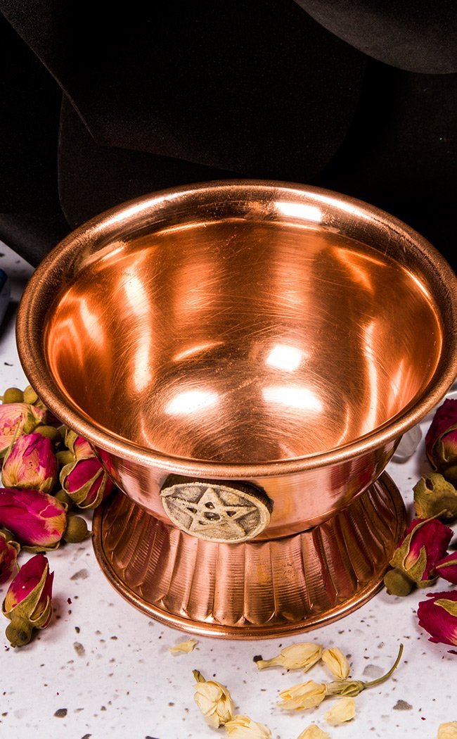 Pentacle Copper Offering Bowl With Base-TB-Tragic Beautiful