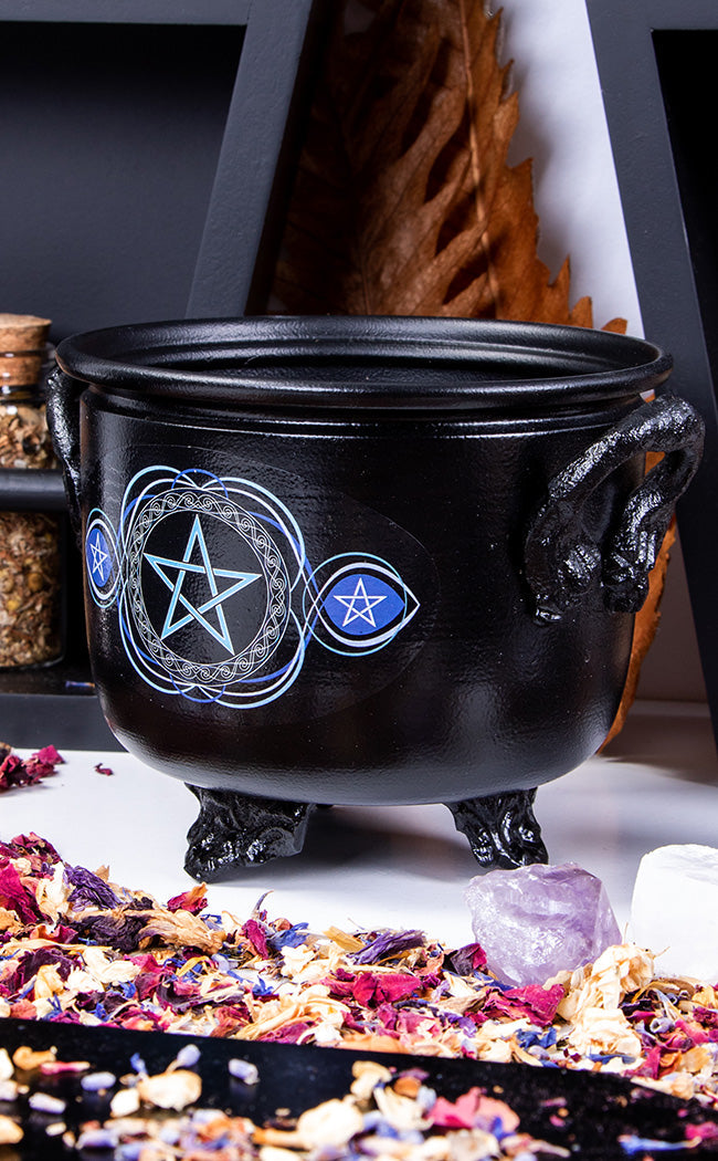 Pentacle Metal Ritual Cauldron-Cauldrons-Tragic Beautiful