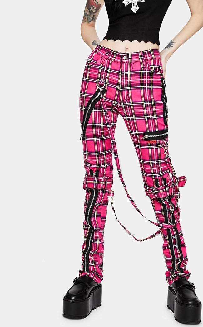 Pink Tartan Bondage Pants-Tripp NYC-Tragic Beautiful