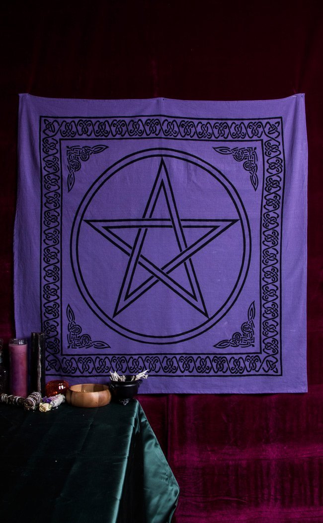 Purple Pentacle Tapestry/Altar Cloth-TB-Tragic Beautiful