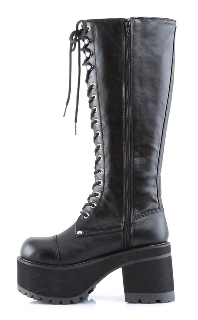 RANGER-302 Black Vegan Leather Boots-Demonia-Tragic Beautiful