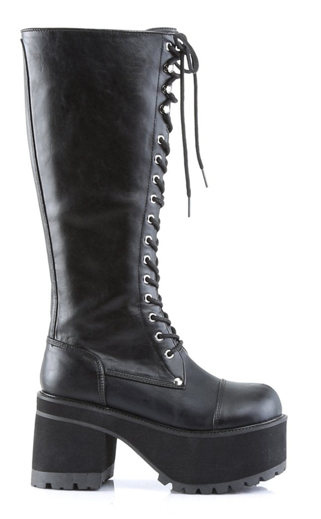 RANGER-302 Black Vegan Leather Boots-Demonia-Tragic Beautiful