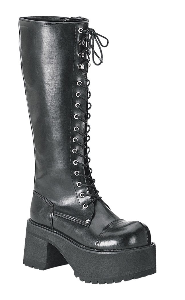 RANGER-302 Black Vegan Leather Boots-Demonia-Tragic Beautiful