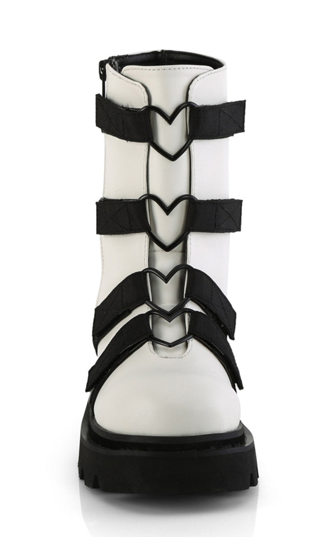 RENEGADE-50 White Vegan Ankle Boots-Demonia-Tragic Beautiful