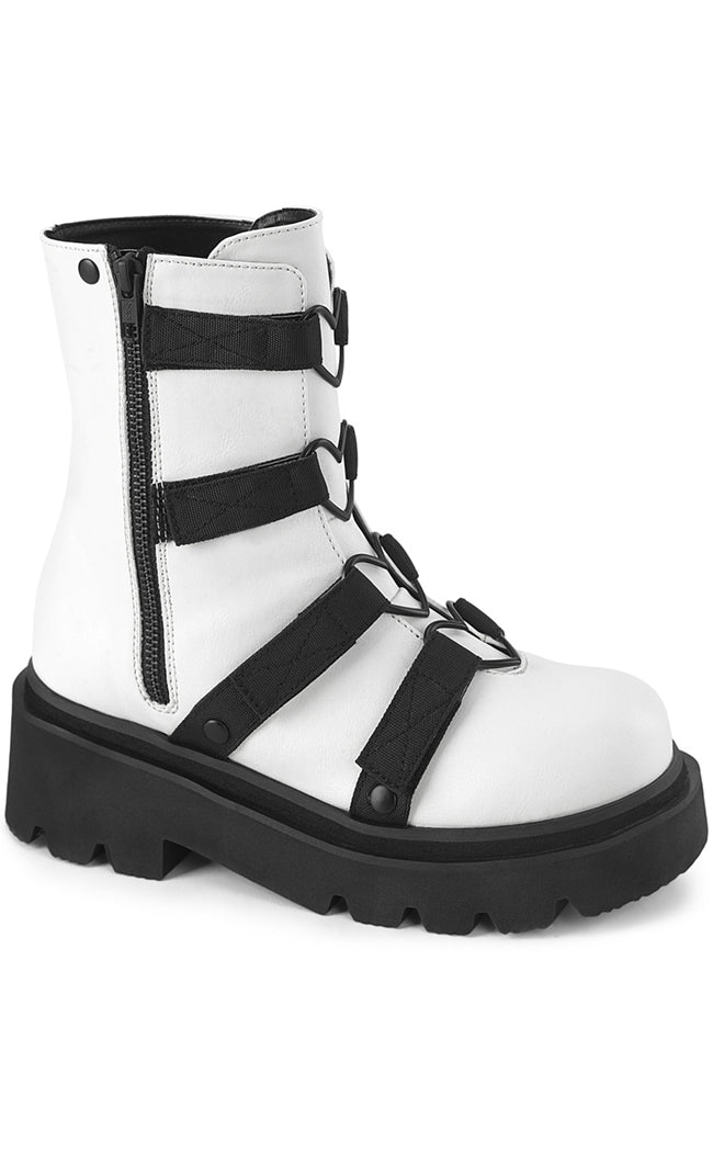 RENEGADE-50 White Vegan Ankle Boots-Demonia-Tragic Beautiful