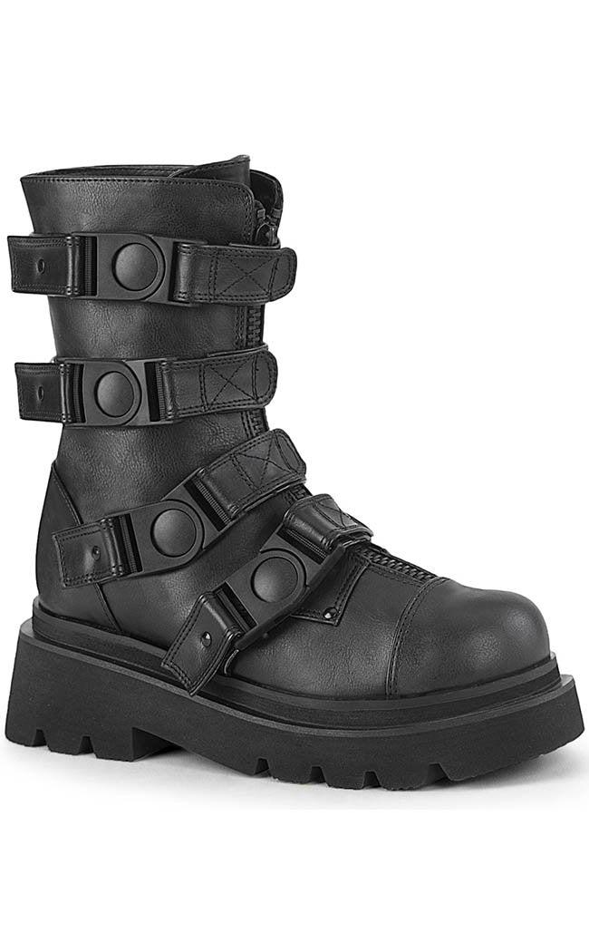 RENEGADE-55 Black Vegan Combat Boots-Demonia-Tragic Beautiful