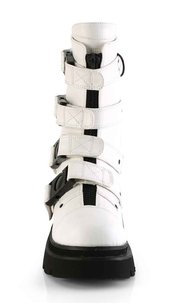 RENEGADE-55 White Vegan Combat Boots-Demonia-Tragic Beautiful