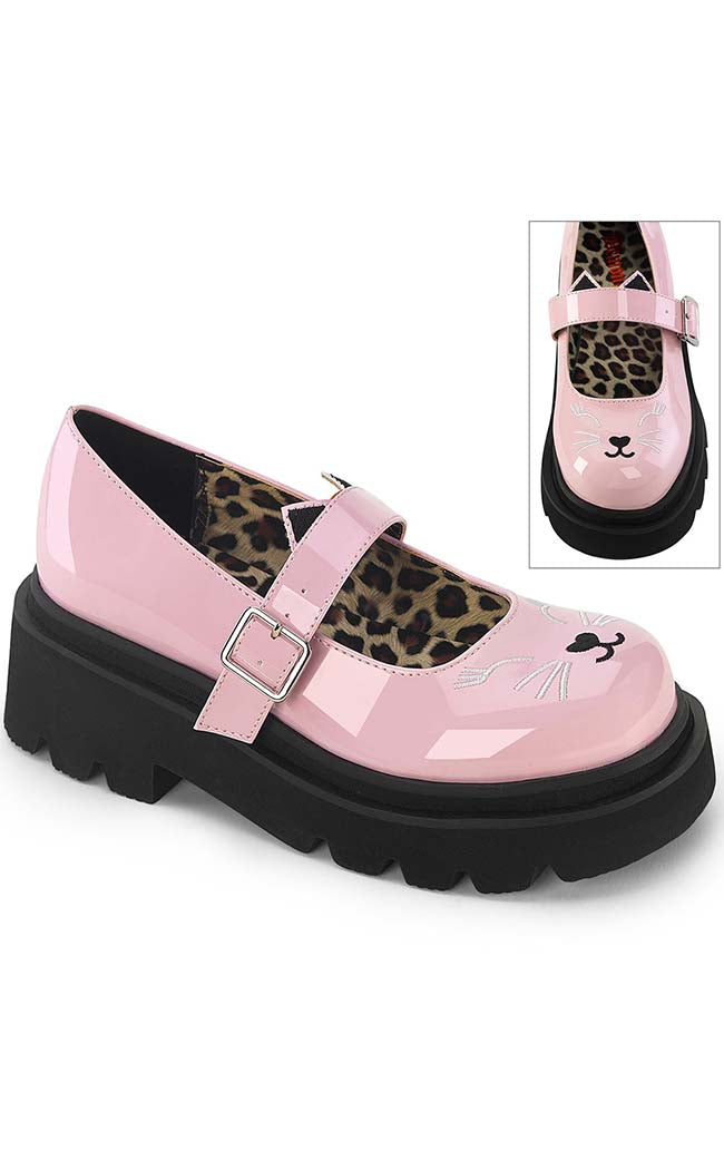 RENEGADE-56 Baby Pink Kitty Mary Janes-Demonia-Tragic Beautiful