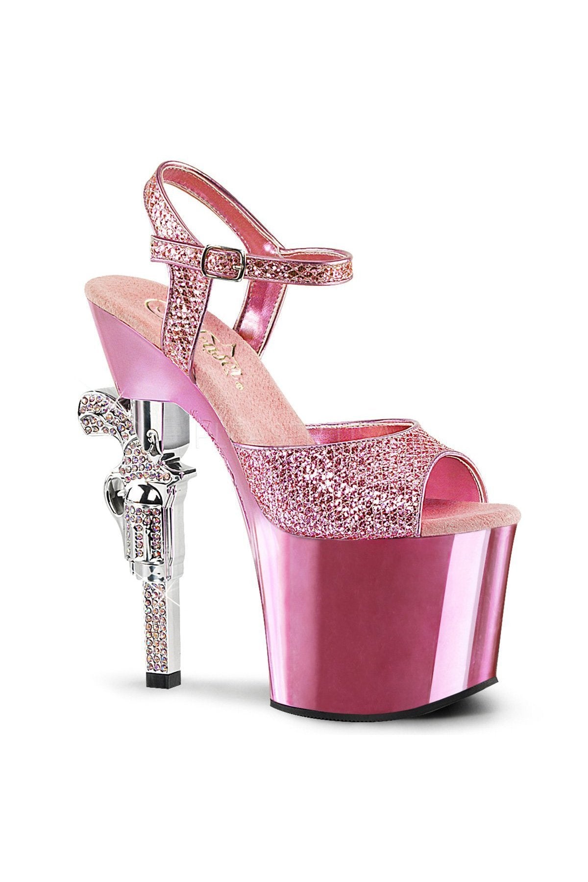 REVOLVER-709G Baby Pink Chrome Heels-Pleaser-Tragic Beautiful