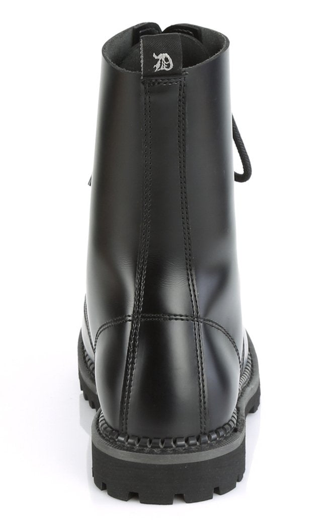 RIOT-10 Black Leather Boots-Demonia-Tragic Beautiful