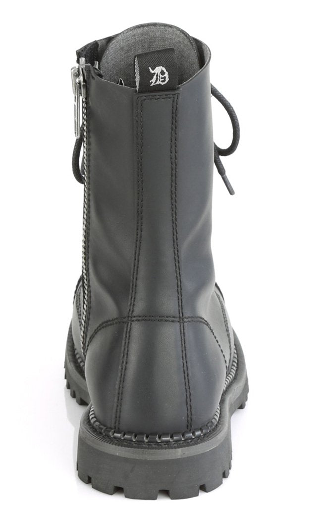 RIOT-10 Black Vegan Leather Boots-Demonia-Tragic Beautiful