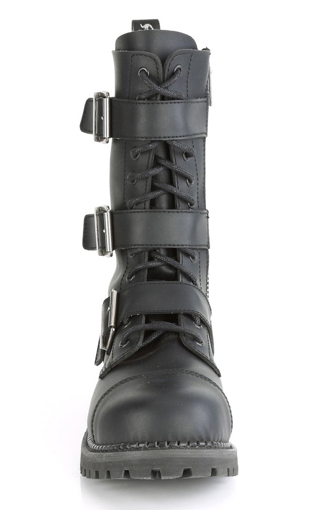 RIOT-12BK Black Vegan Leather Boots-Demonia-Tragic Beautiful