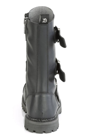 RIOT-12BK Black Vegan Leather Boots-Demonia-Tragic Beautiful