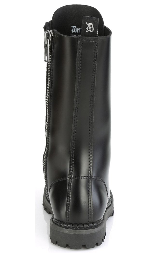 RIOT-14 Black Leather Boots-Demonia-Tragic Beautiful