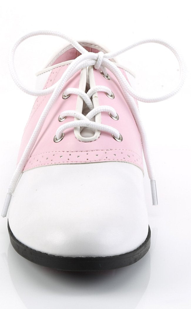 SADDLE-50 B.Pink-Wht Pu Shoes-Funtasma-Tragic Beautiful