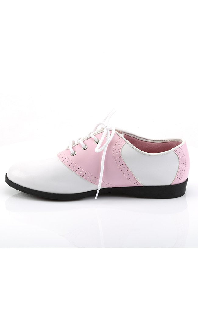 SADDLE-50 B.Pink-Wht Pu Shoes-Funtasma-Tragic Beautiful