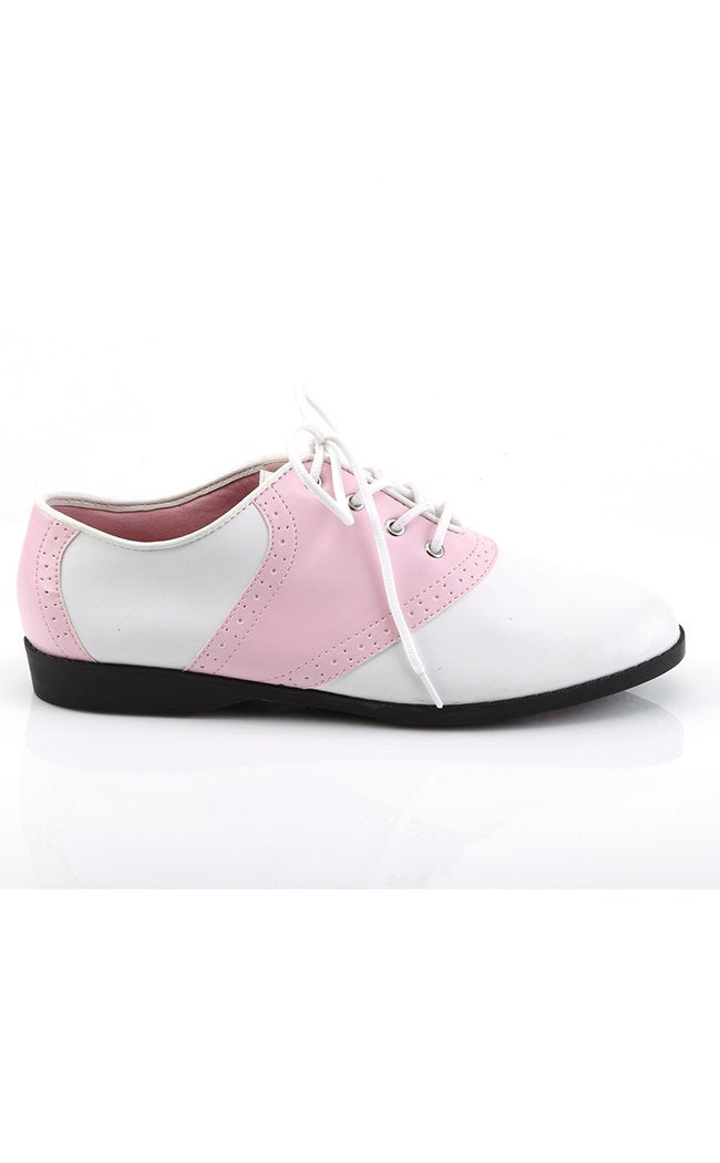 SADDLE-50 B.Pink-Wht Pu Shoes-Funtasma-Tragic Beautiful