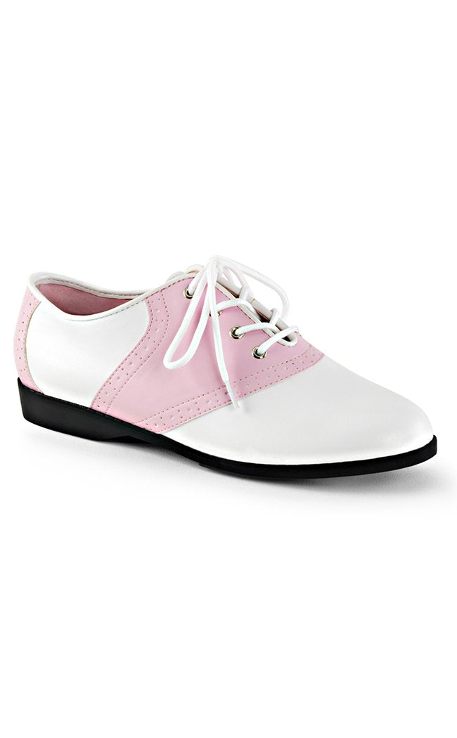 SADDLE-50 B.Pink-Wht Pu Shoes-Funtasma-Tragic Beautiful