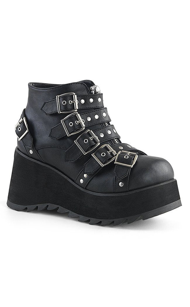 SCENE-30 Black Vegan Leather Ankle Boots-Demonia-Tragic Beautiful