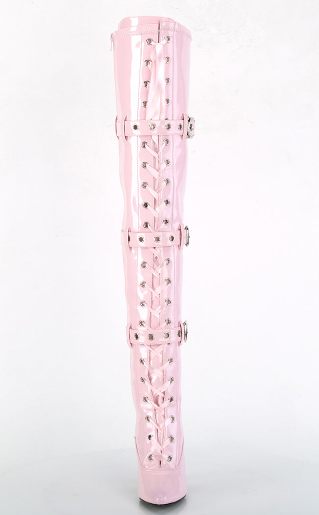 SEDUCE-3028 Baby Pink Thigh High Boots-Pleaser-Tragic Beautiful