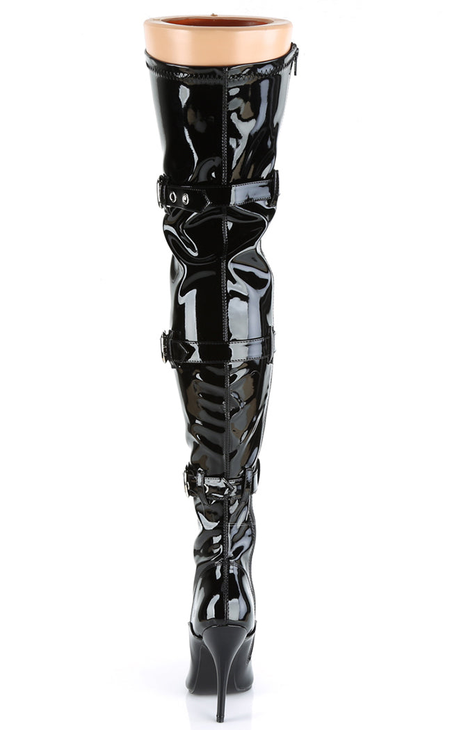 SEDUCE-3028 Black Patent Thigh High Boots-Pleaser-Tragic Beautiful