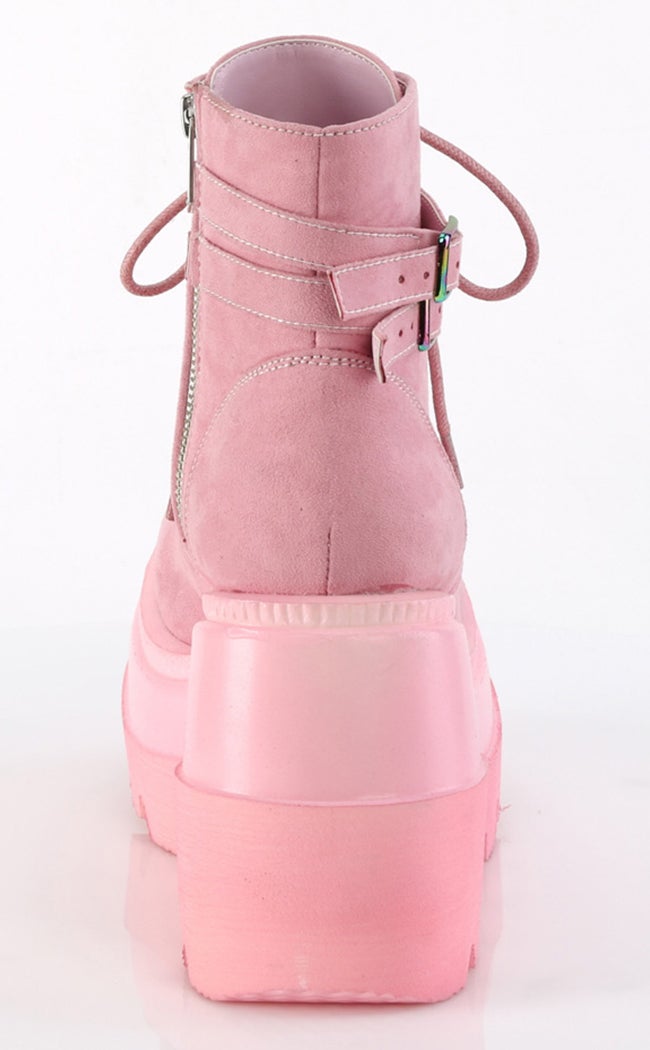 SHAKER-52 Baby Pink Faux Suede Ankle Boots-Demonia-Tragic Beautiful