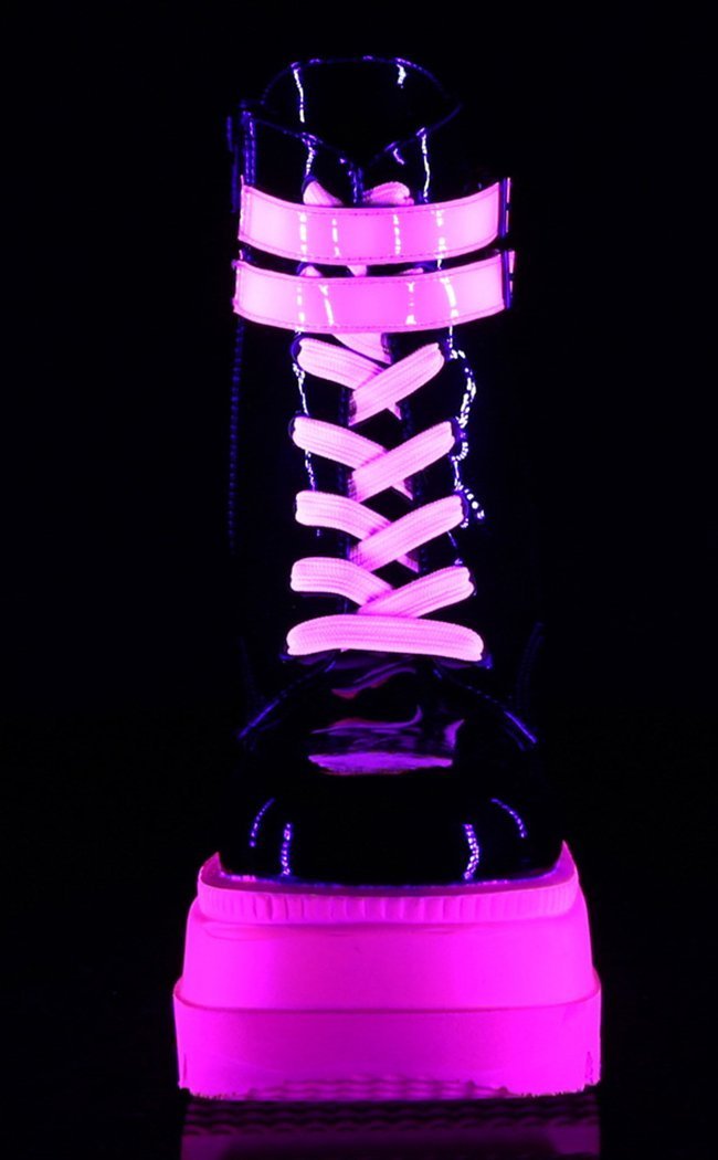 SHAKER-52 UV Pink Ankle Boots-Demonia-Tragic Beautiful