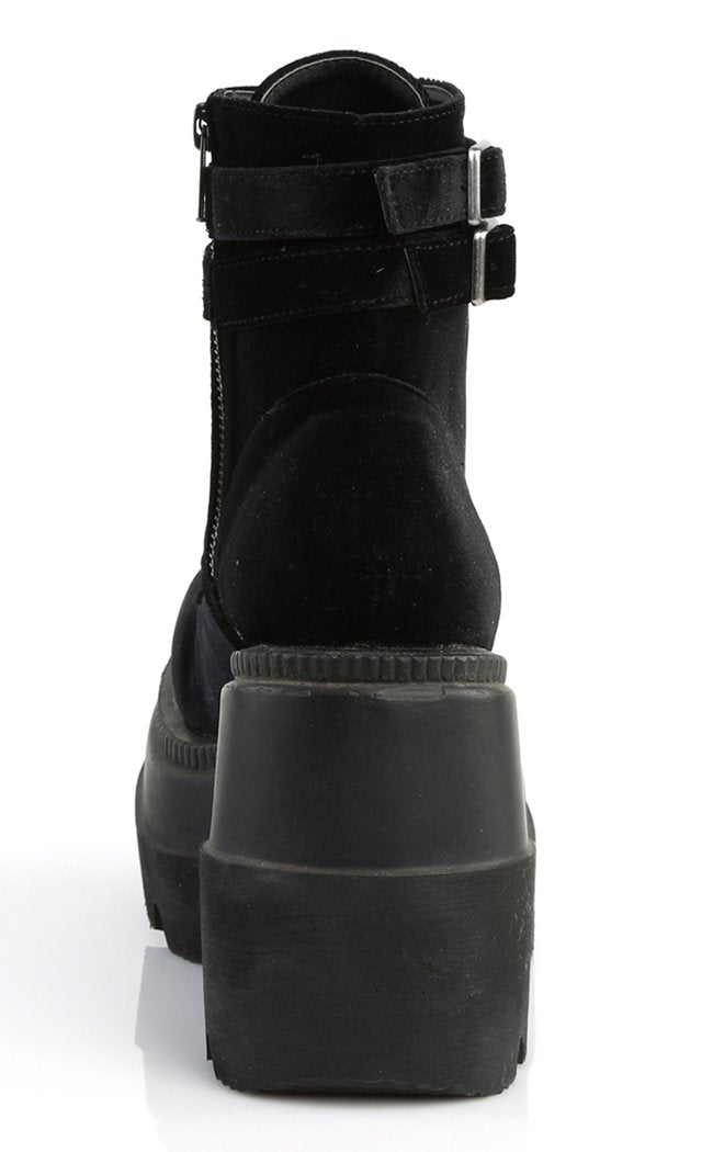 SHAKER-52 Black Velvet Boots-Demonia-Tragic Beautiful