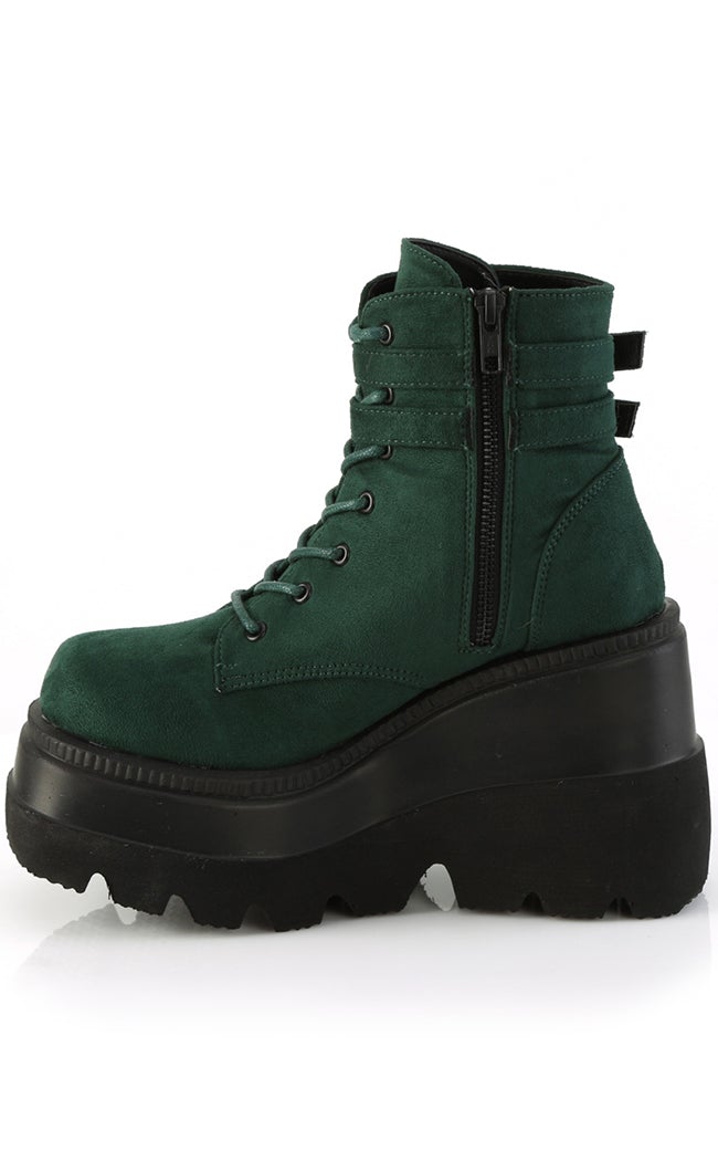 SHAKER-52 Emerald Faux Suede Ankle Boots-Demonia-Tragic Beautiful