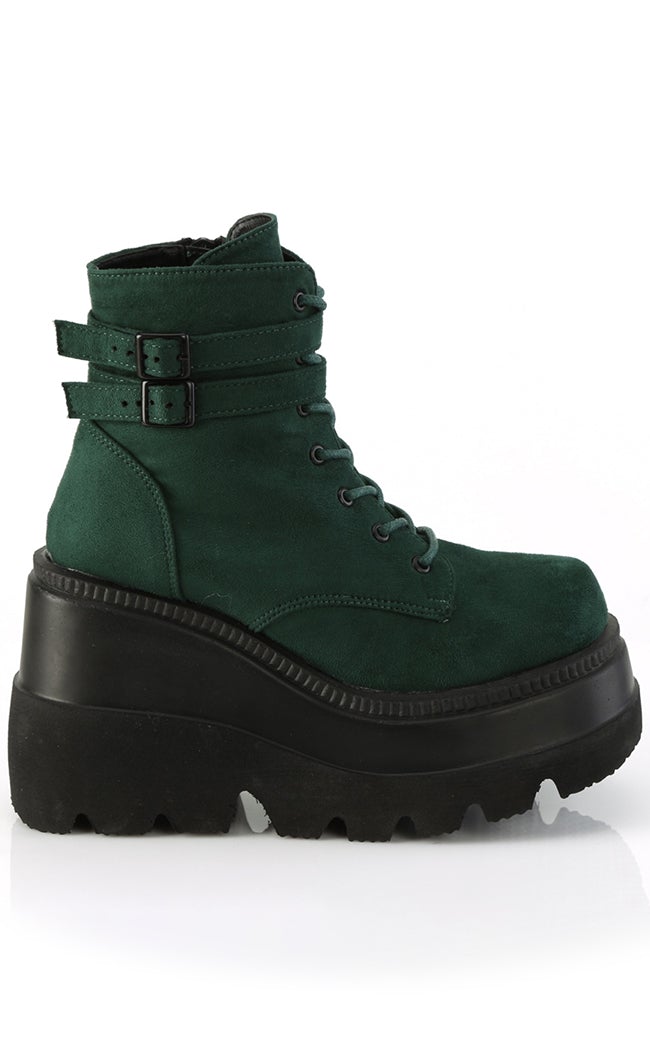 SHAKER-52 Emerald Faux Suede Ankle Boots-Demonia-Tragic Beautiful