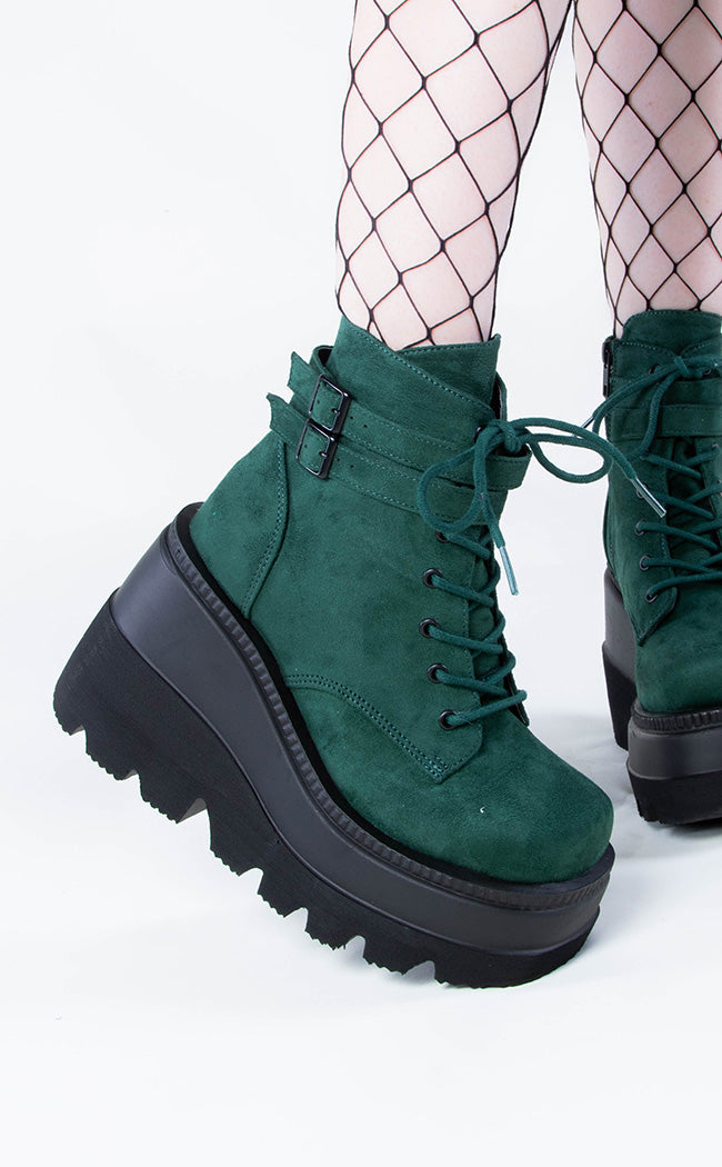 SHAKER-52 Emerald Faux Suede Ankle Boots-Demonia-Tragic Beautiful